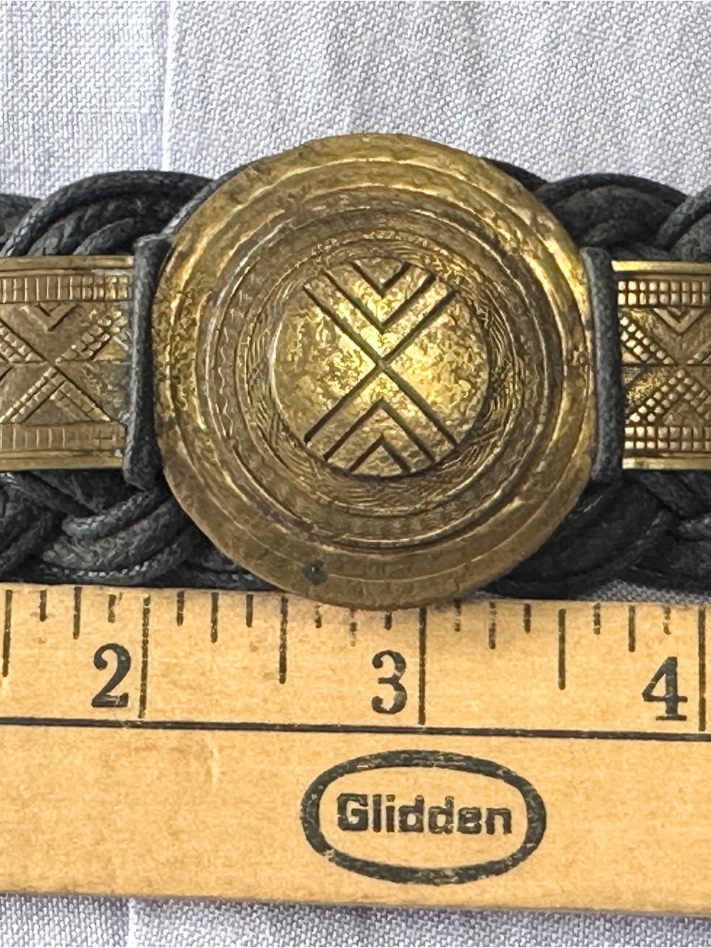 Vintage Boho Braided Medallion Belt - Mixed Metal Tribal Statement - 38” - Picture 6 of 9